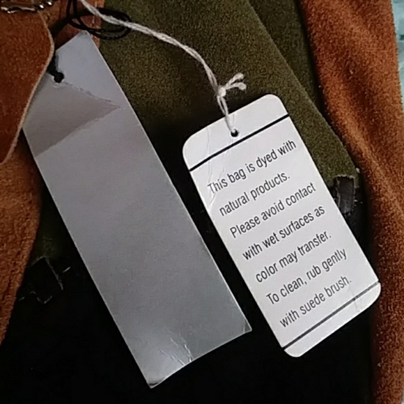 ❤Nwt Amazing 100% Leather & Suede Colorblock bag - Picture 3 of 7